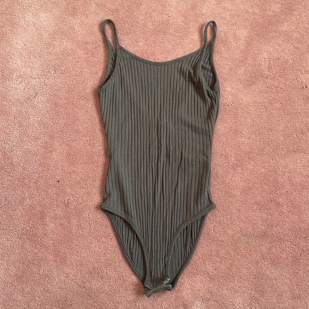 Out From Under Grey Ribbed Bodysuit